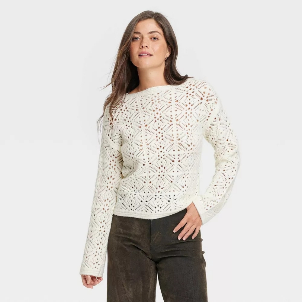 Universal Thread Super Soft Open Weave Cream Sweater M